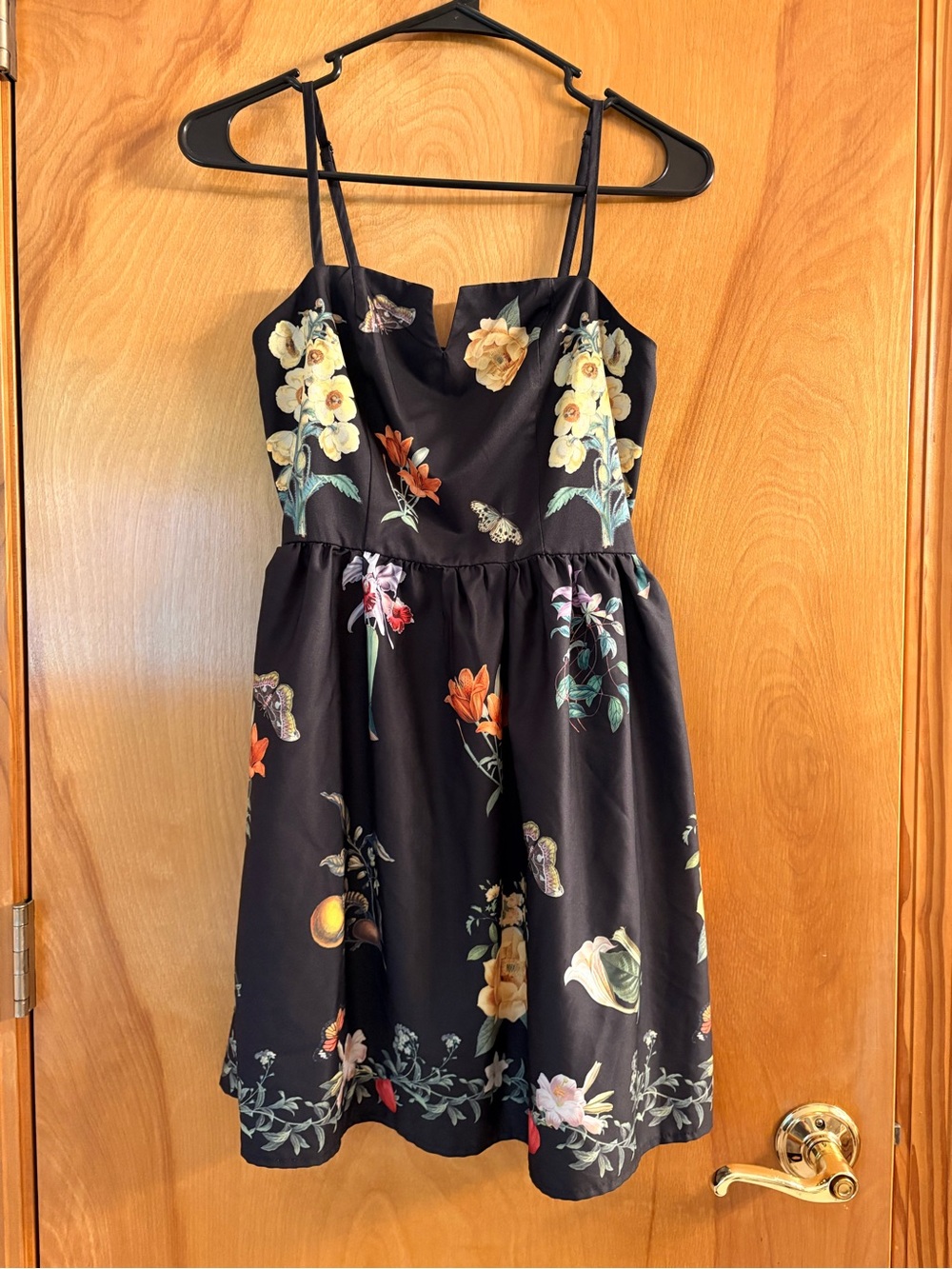 Black Floral Spaghetti Strap Dress